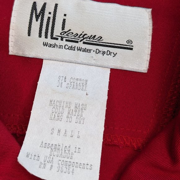 3/$15 Vintage 80s Red Jacket w Crystal Buttons, Rhinestones, & Shoulder Pads - Picture 3 of 10